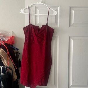 Hello Miss Burgundy Mini Dress with Spaghetti Straps